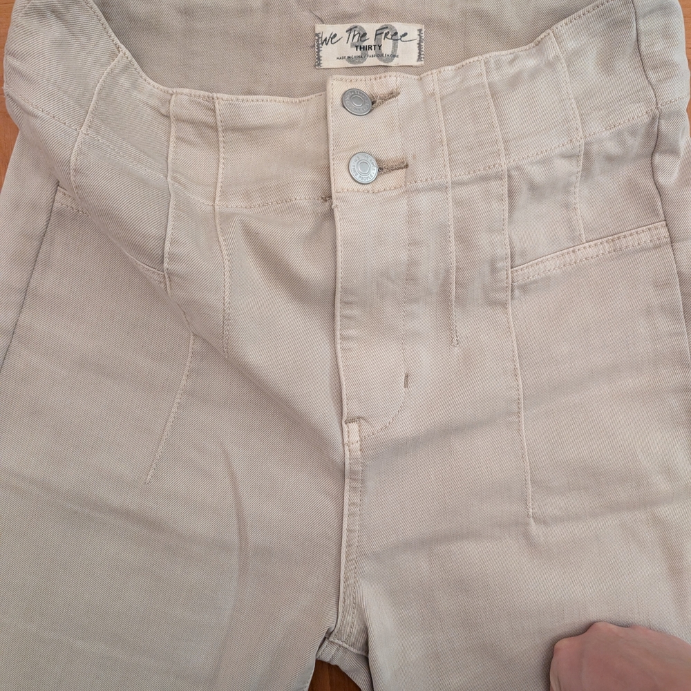 Free People Tan Straight Leg Pants Lightweight Design